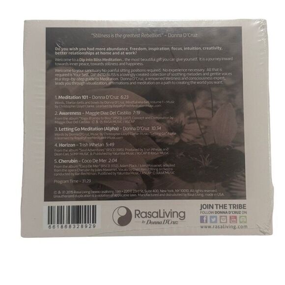 Dip Into Bliss, A Meditation 101 Curated By Donna D'Cruz (CD) NEW / Sealed - Picture 2 of 3